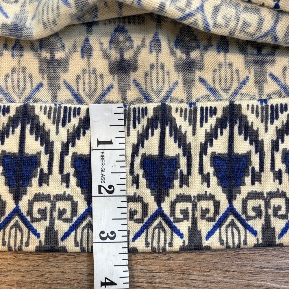 Vintage Goldworm Virgin Merino Wool Blue and Cream Patterned Dress Made In Italy - Picture 13 of 15